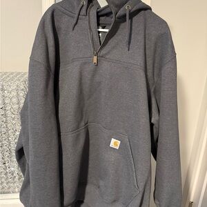 Carhartt Rain Defender 1/4 Zip Hoodie Gray 2XL Loose Fit Heavyweight Workwear